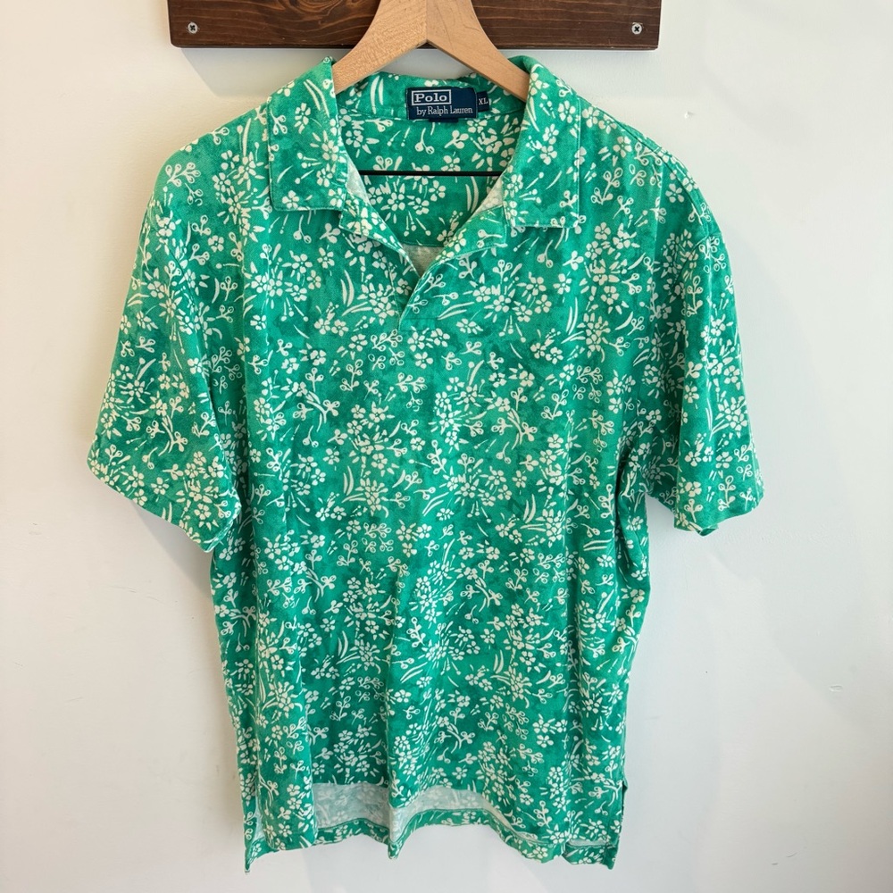 Polo‎ Ralph Lauren Green Floral Short Sleeve Polo Shirt XL